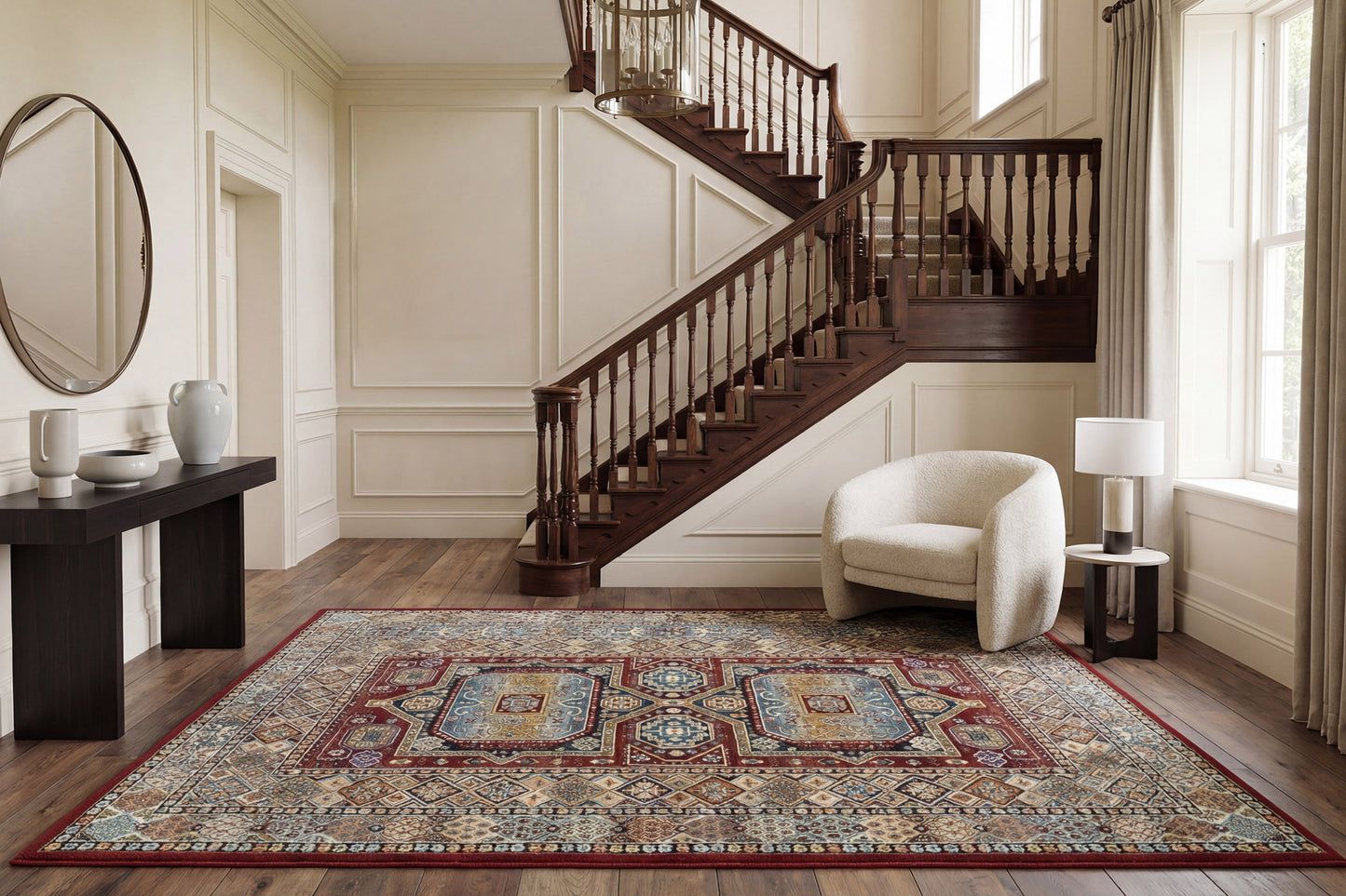 Ancient Garden 57147-1454 Red Area Rug