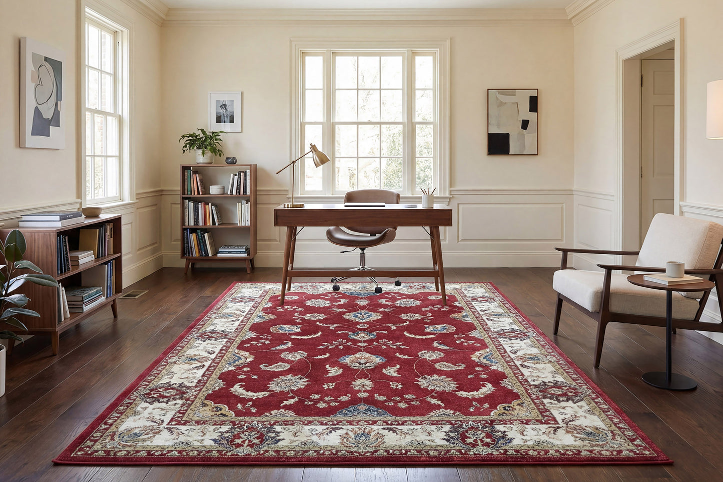 Ancient Garden 57158-1464 Red/Ivory Area Rug