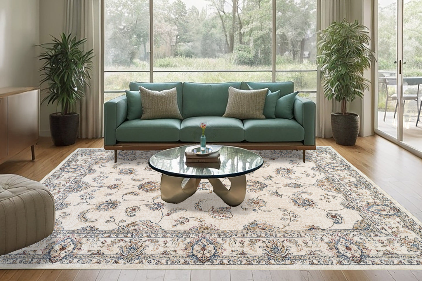 Ancient Garden 57159-6464 Ivory Area Rug