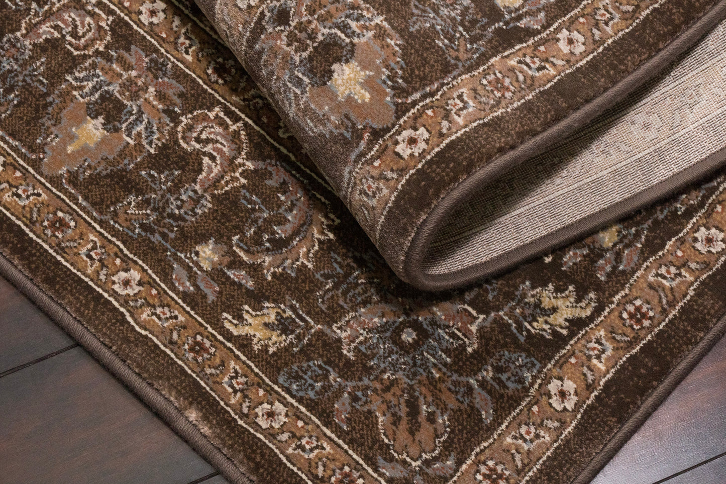 Ancient Garden 57276-3235 Dark Brown/Beige/Blue Area Rug