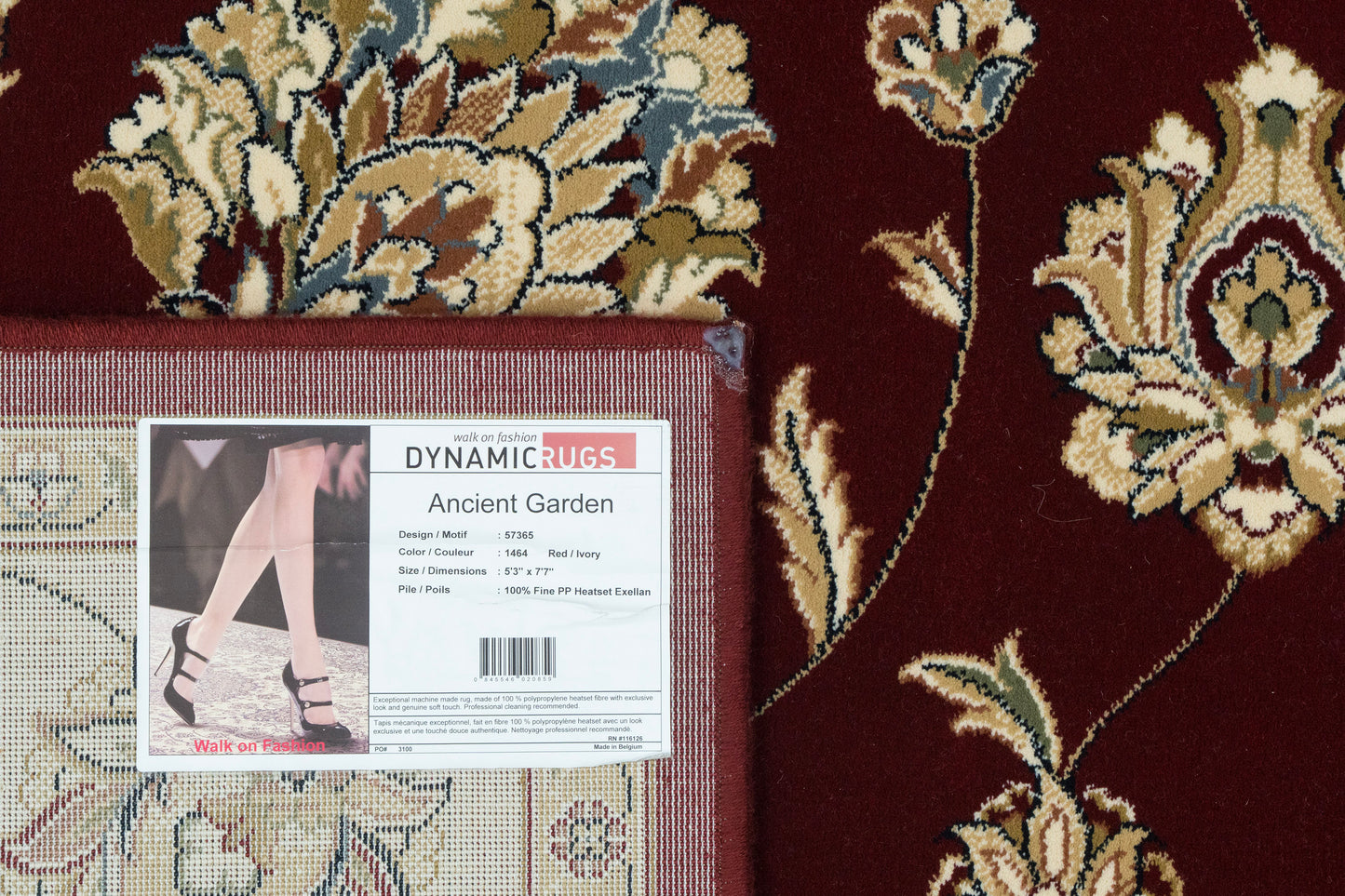 Ancient Garden 57365-1464 Red/Ivory Area Rug