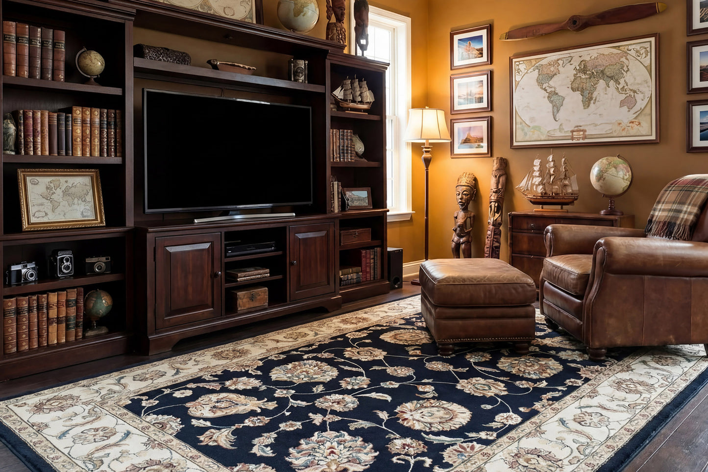 Ancient Garden 57365-3464 Blue/Ivory Area Rug