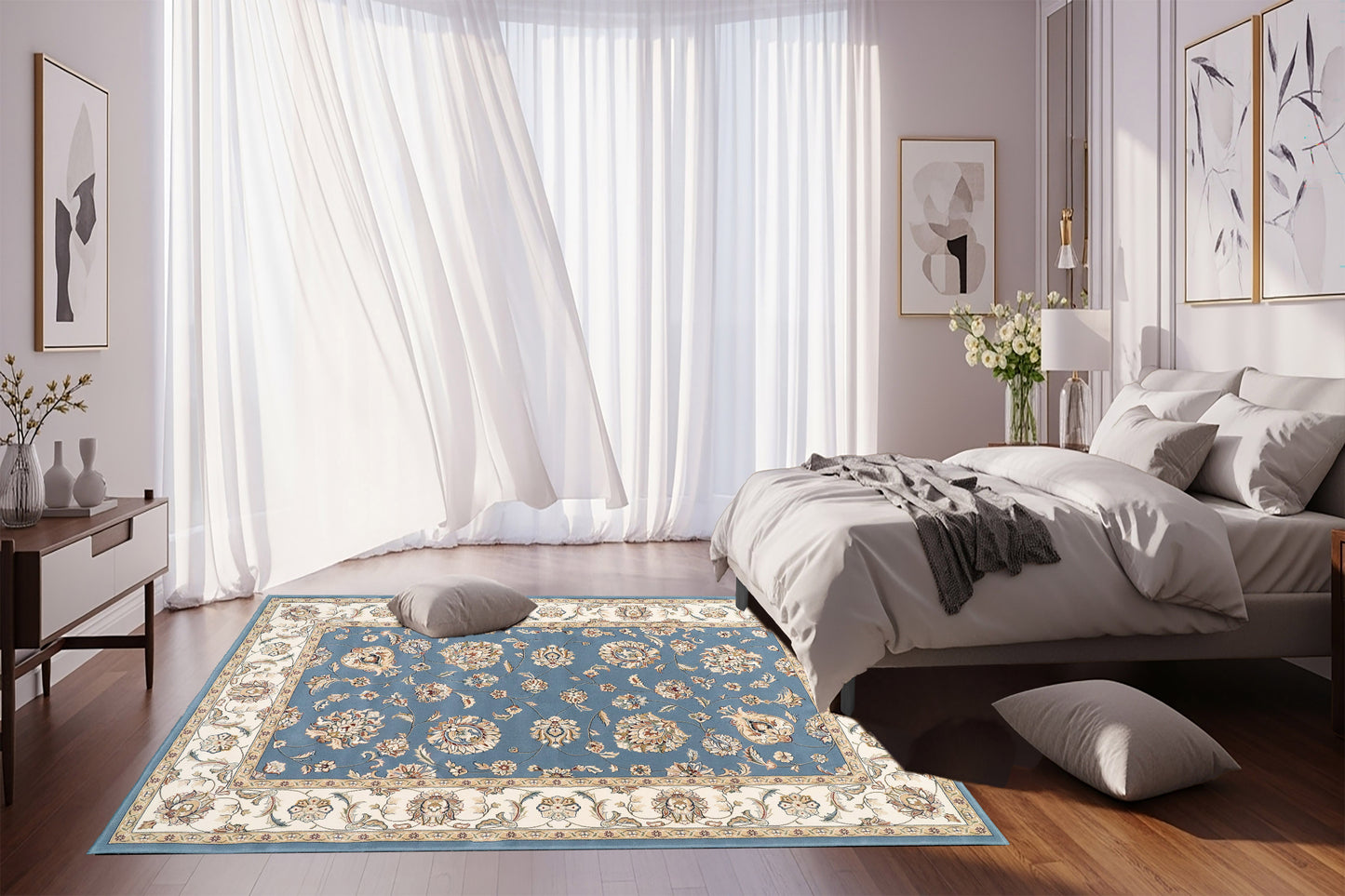 Ancient Garden 57365-5464 Light Blue/Ivory Area Rug