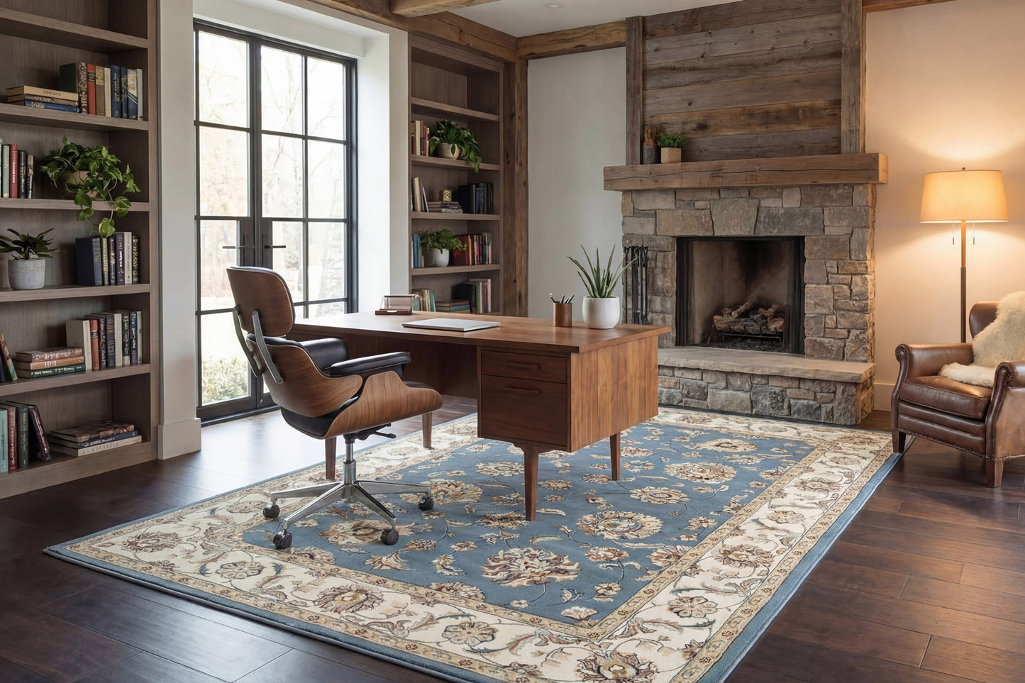 Ancient Garden 57365-5464 Light Blue/Ivory Area Rug