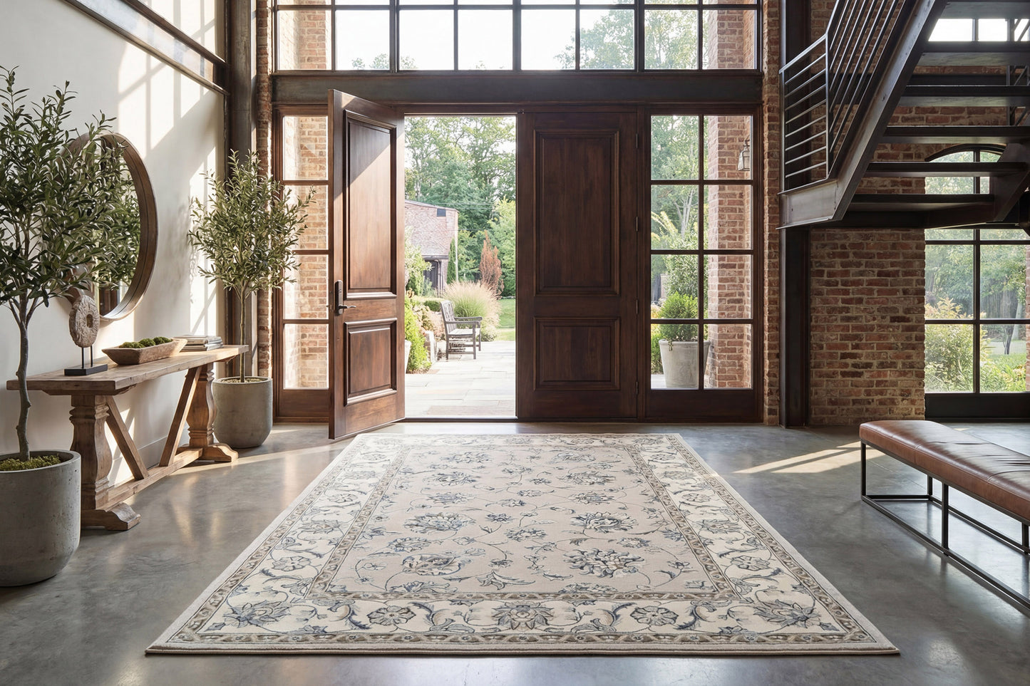 Ancient Garden 57365-9666 Grey/Cream Area Rug