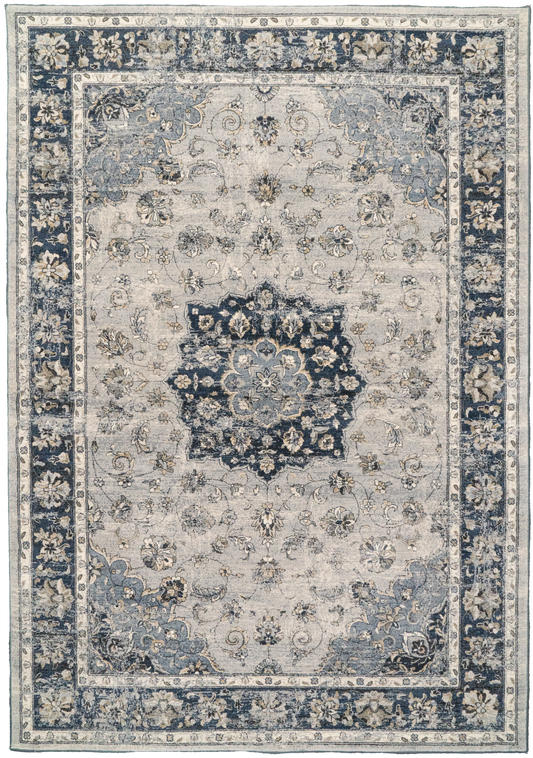 Ancient Garden 57559-9686 Silver/Blue Area Rug