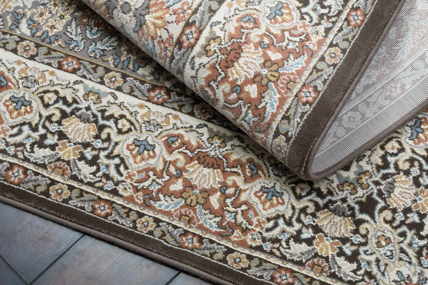 Ancient Garden 57008-3235 Brown/Blue Area Rug