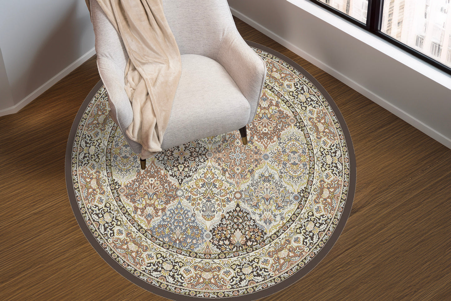 Ancient Garden 57008-3235 Brown/Blue Area Rug