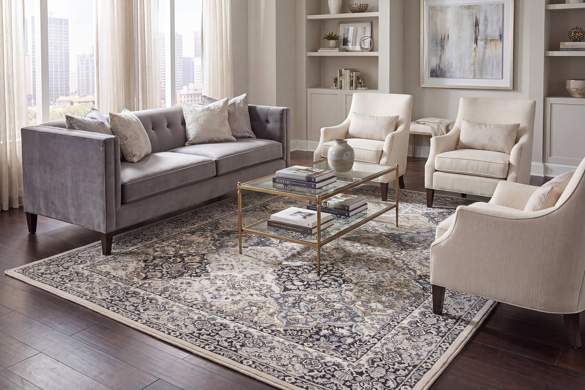 Ancient Garden 57008-9696 Cream/Grey Area Rug