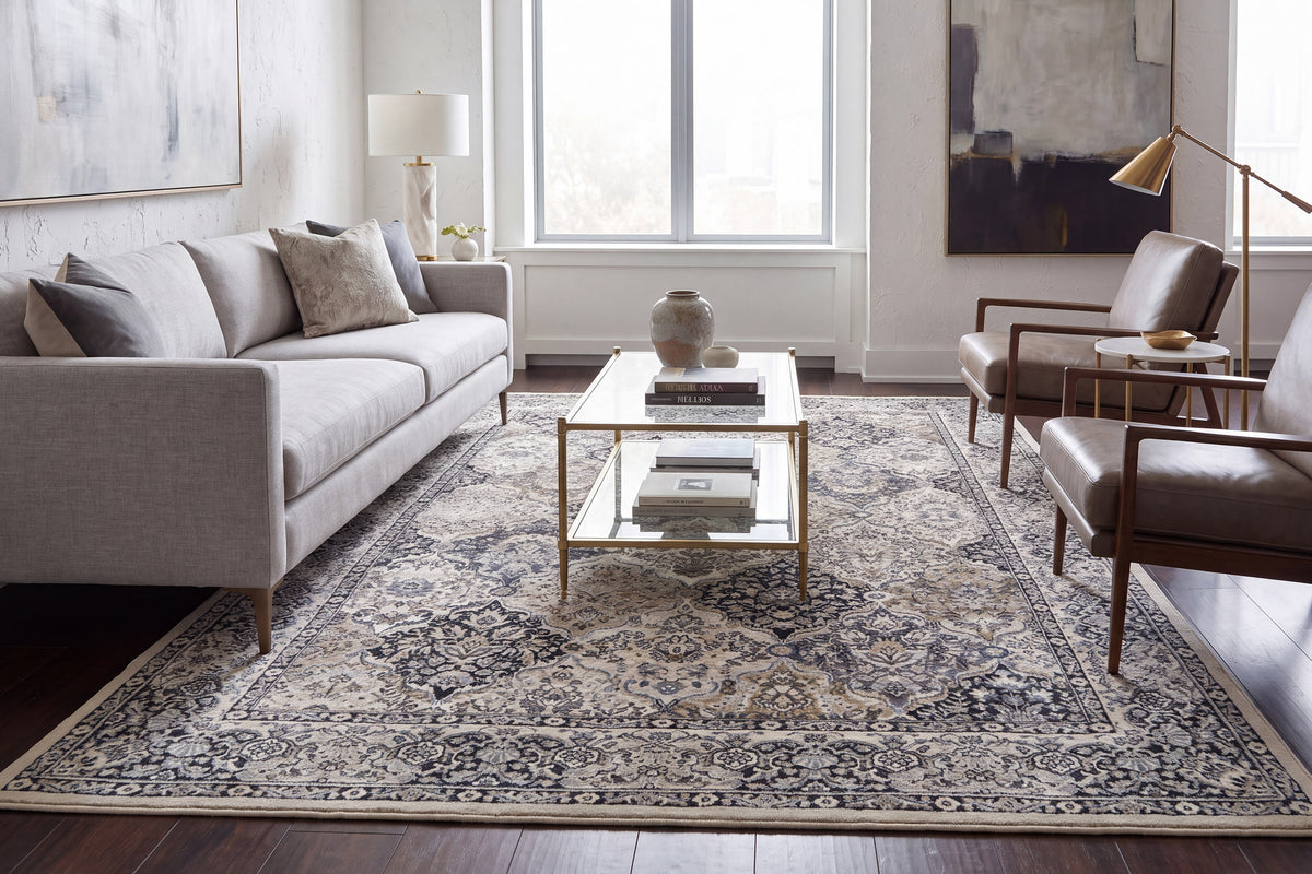 Ancient Garden 57008-9696 Cream/Grey Area Rug