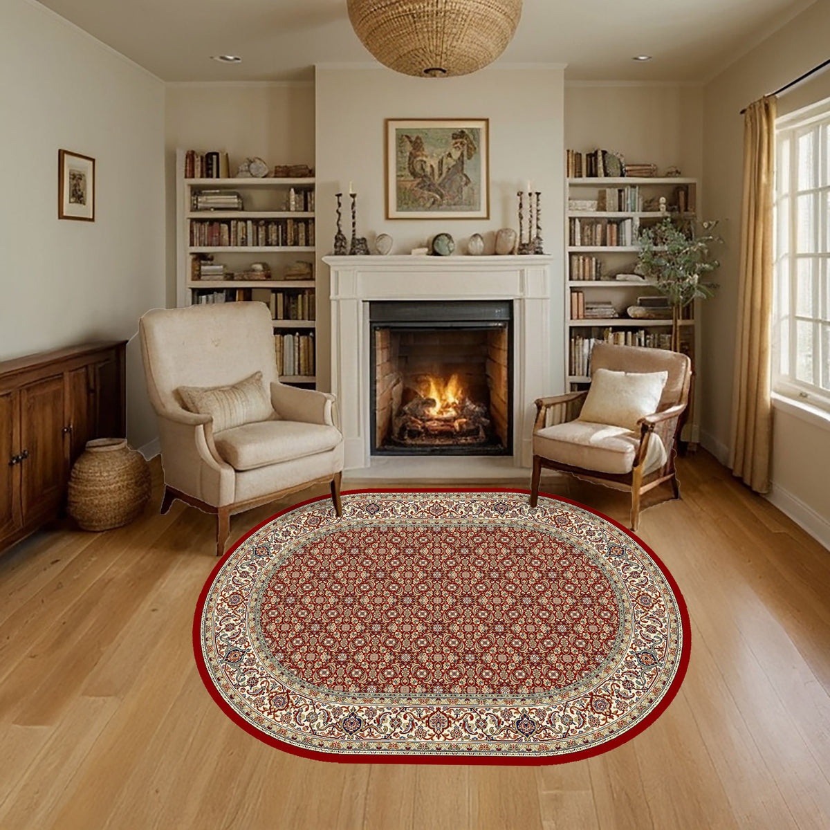 Ancient Garden 57011-1414 Red/Ivory Area Rug
