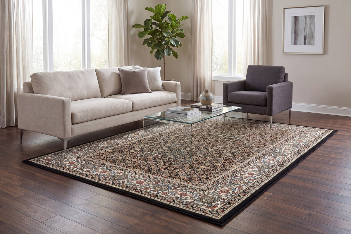 Ancient Garden 57011-3263 Black/Ivory Area Rug