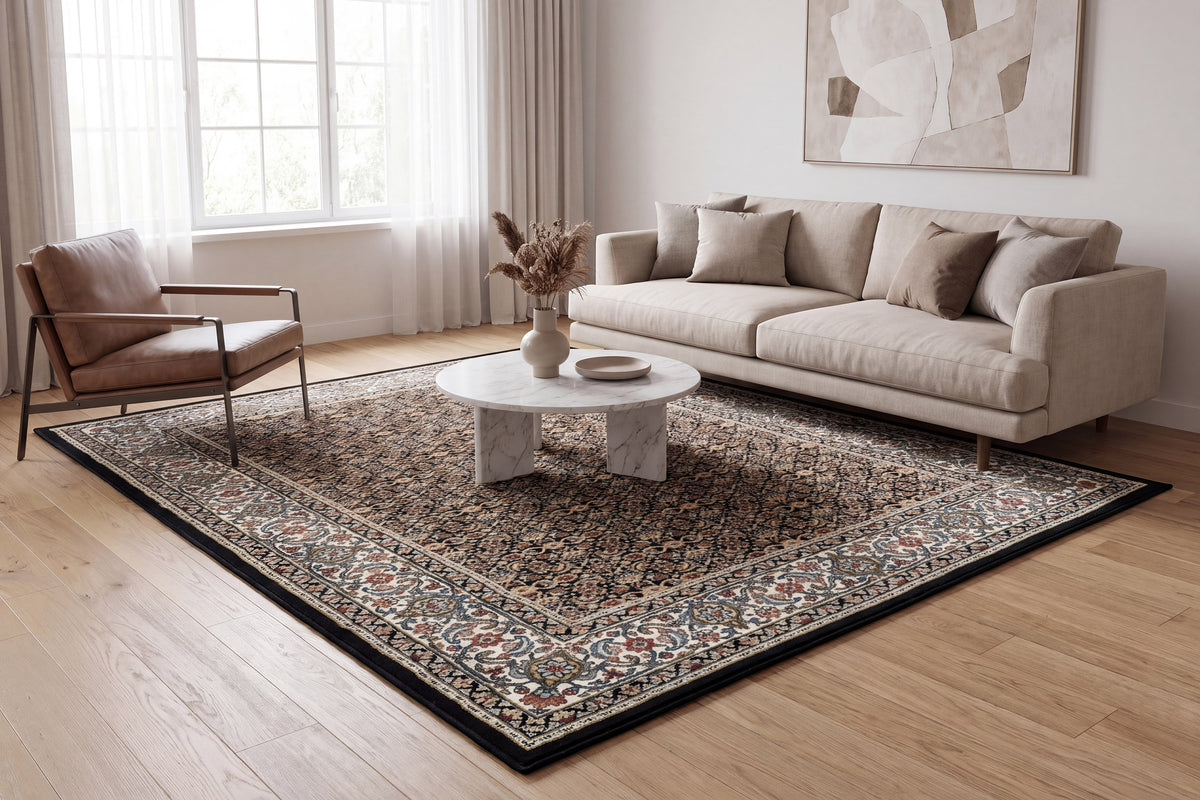 Ancient Garden 57011-3263 Black/Ivory Area Rug