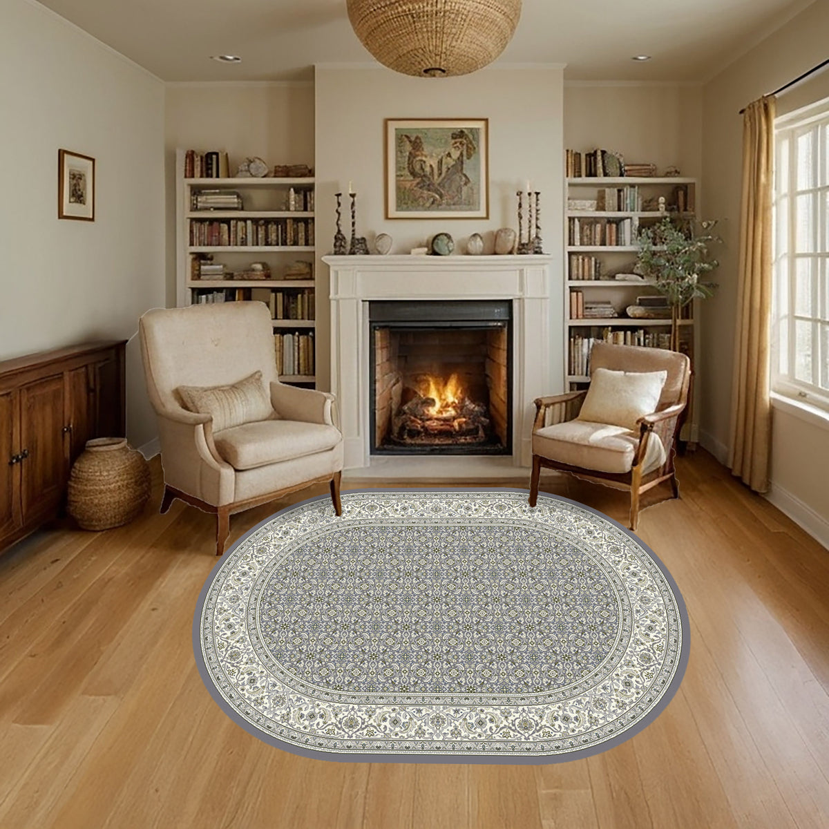 Ancient Garden 57011-5666 Grey/Cream Area Rug