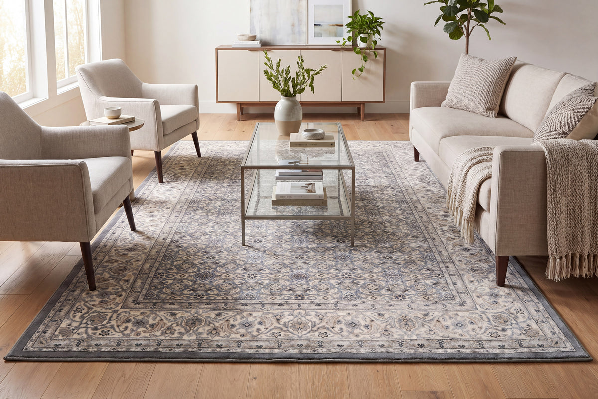 Ancient Garden 57011-5666 Grey/Cream Area Rug