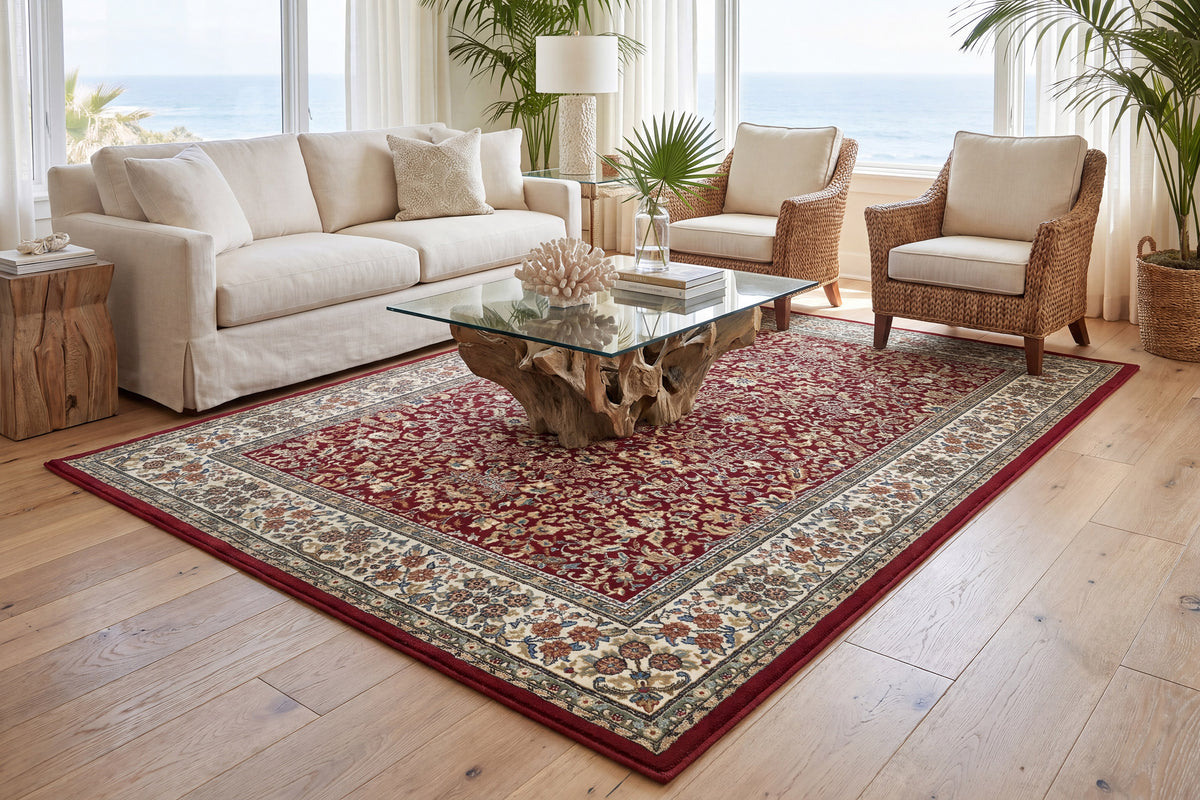 Ancient Garden 57078-1414 Red/Ivory Area Rug