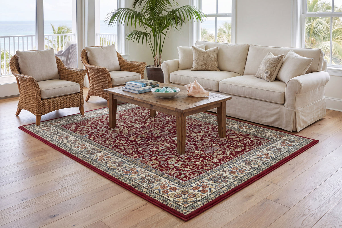 Ancient Garden 57078-1414 Red/Ivory Area Rug