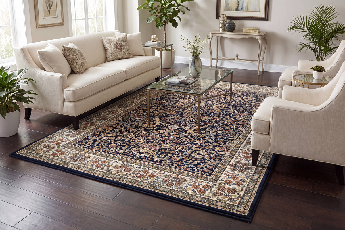 Ancient Garden 57078-3434 Blue/Ivory Area Rug