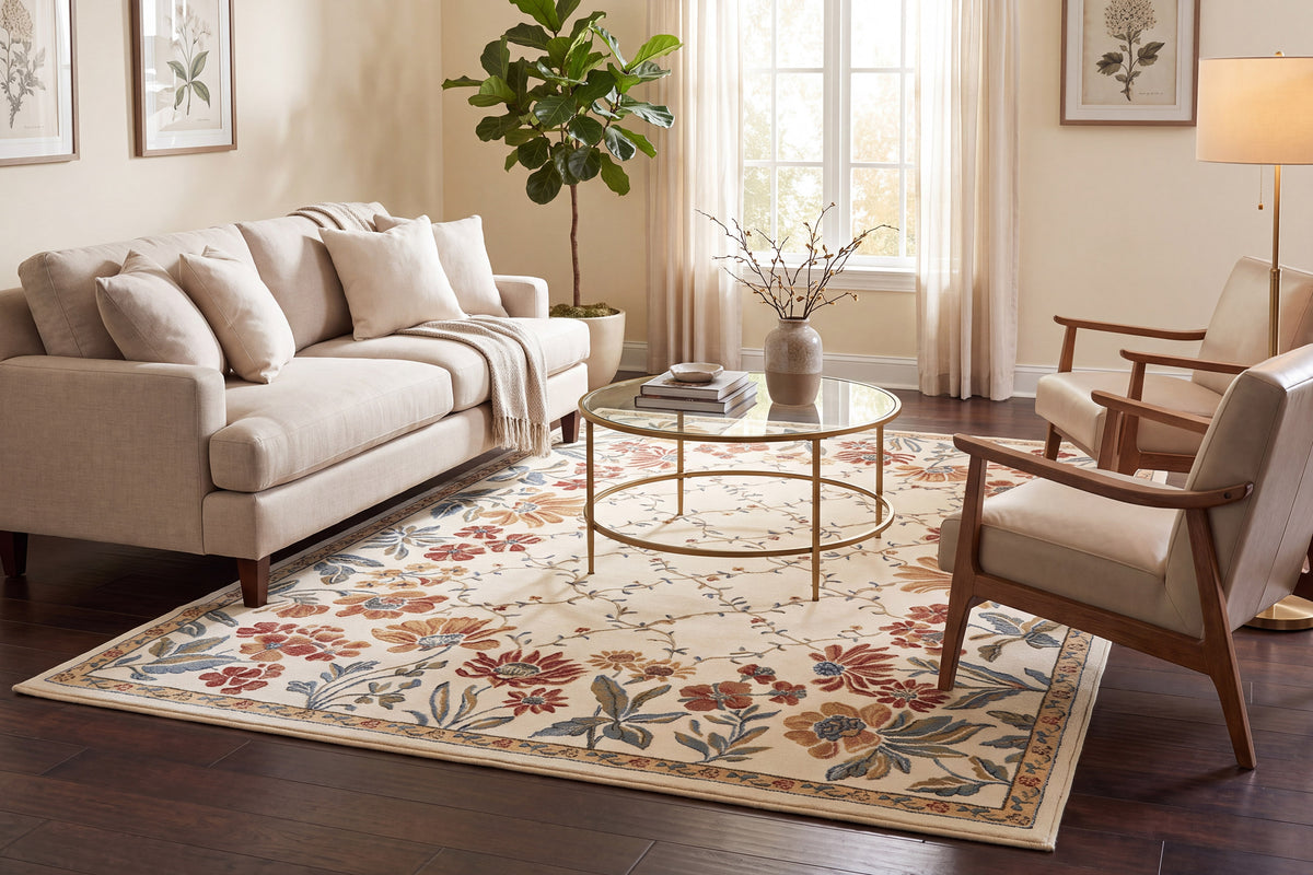 Ancient Garden 57084-6464 Ivory Area Rug