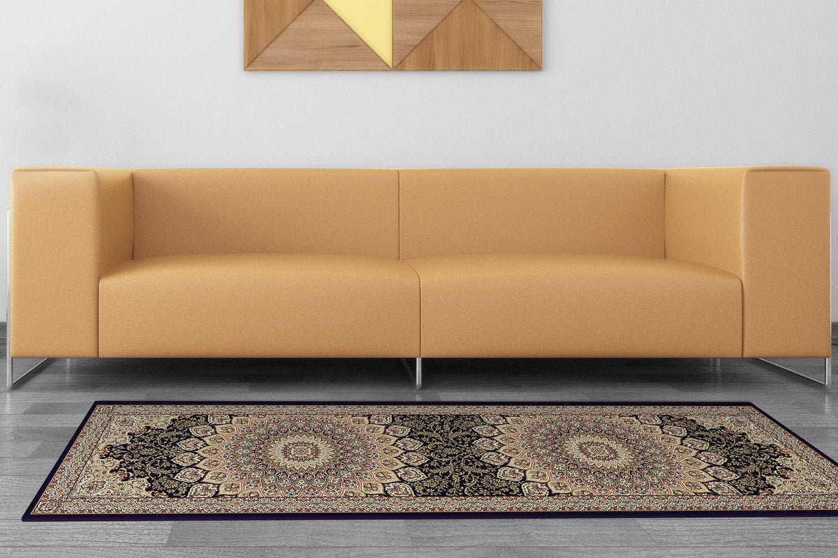 Ancient Garden 57090-3484 Navy Area Rug