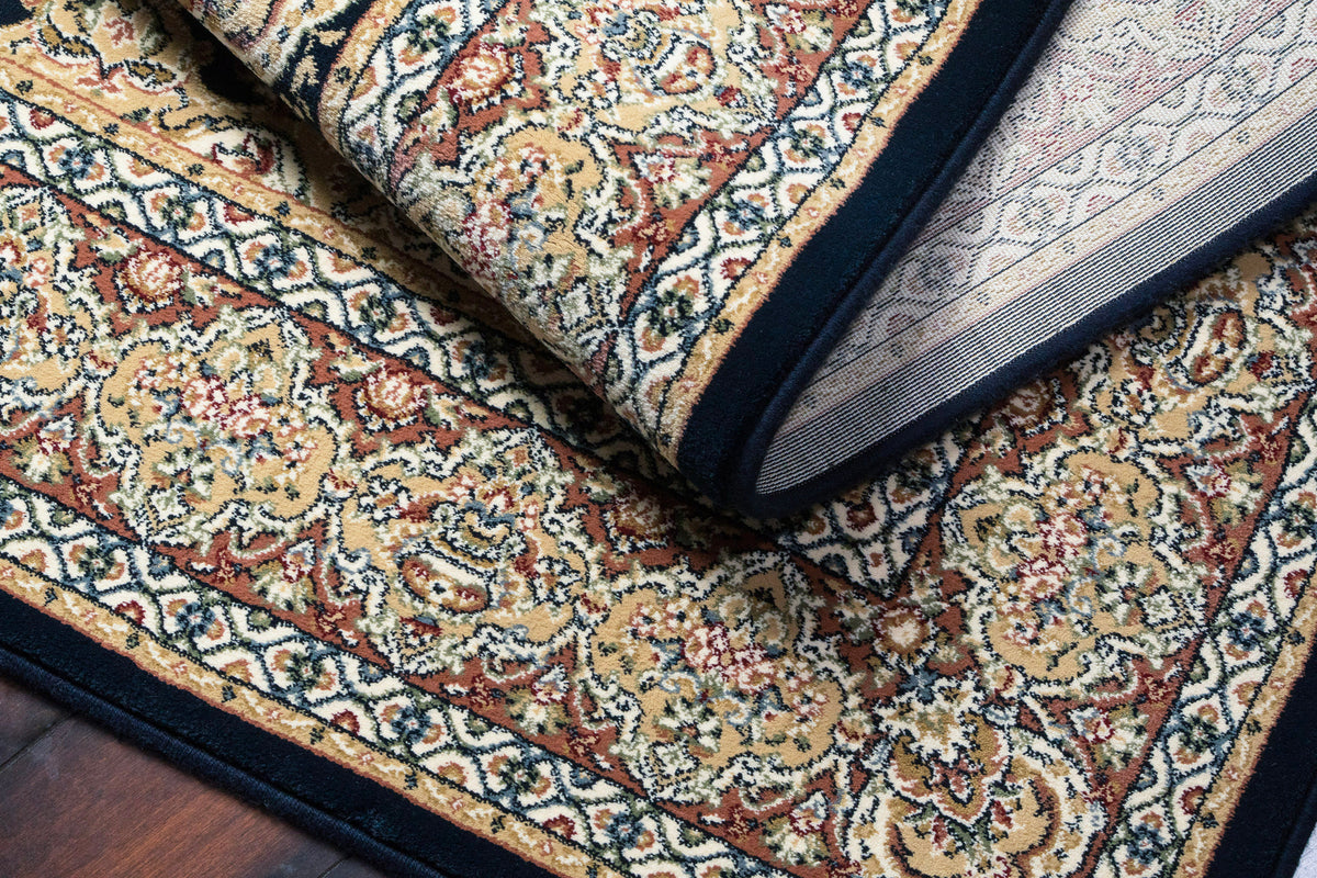Ancient Garden 57090-3484 Navy Area Rug