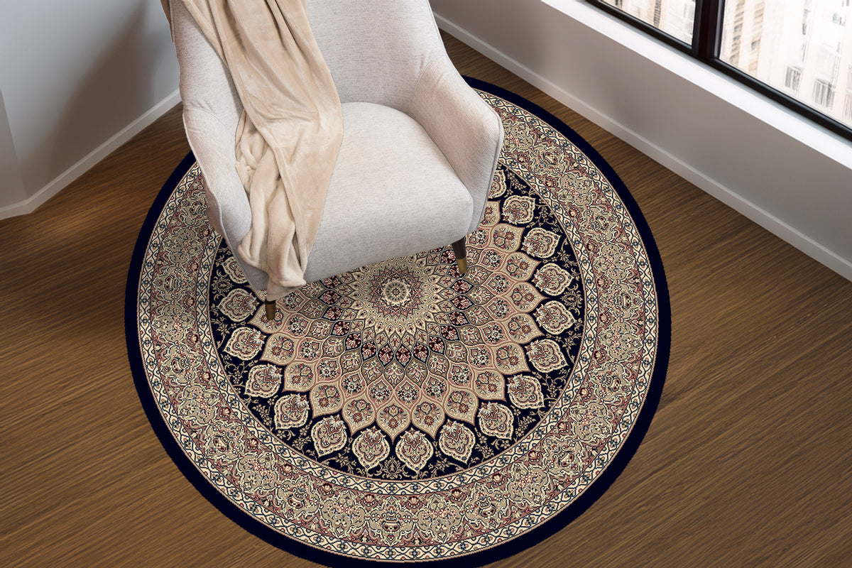Ancient Garden 57090-3484 Navy Area Rug
