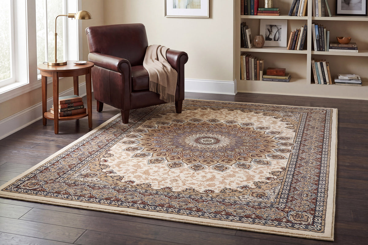 Ancient Garden 57090-6484 Ivory Area Rug