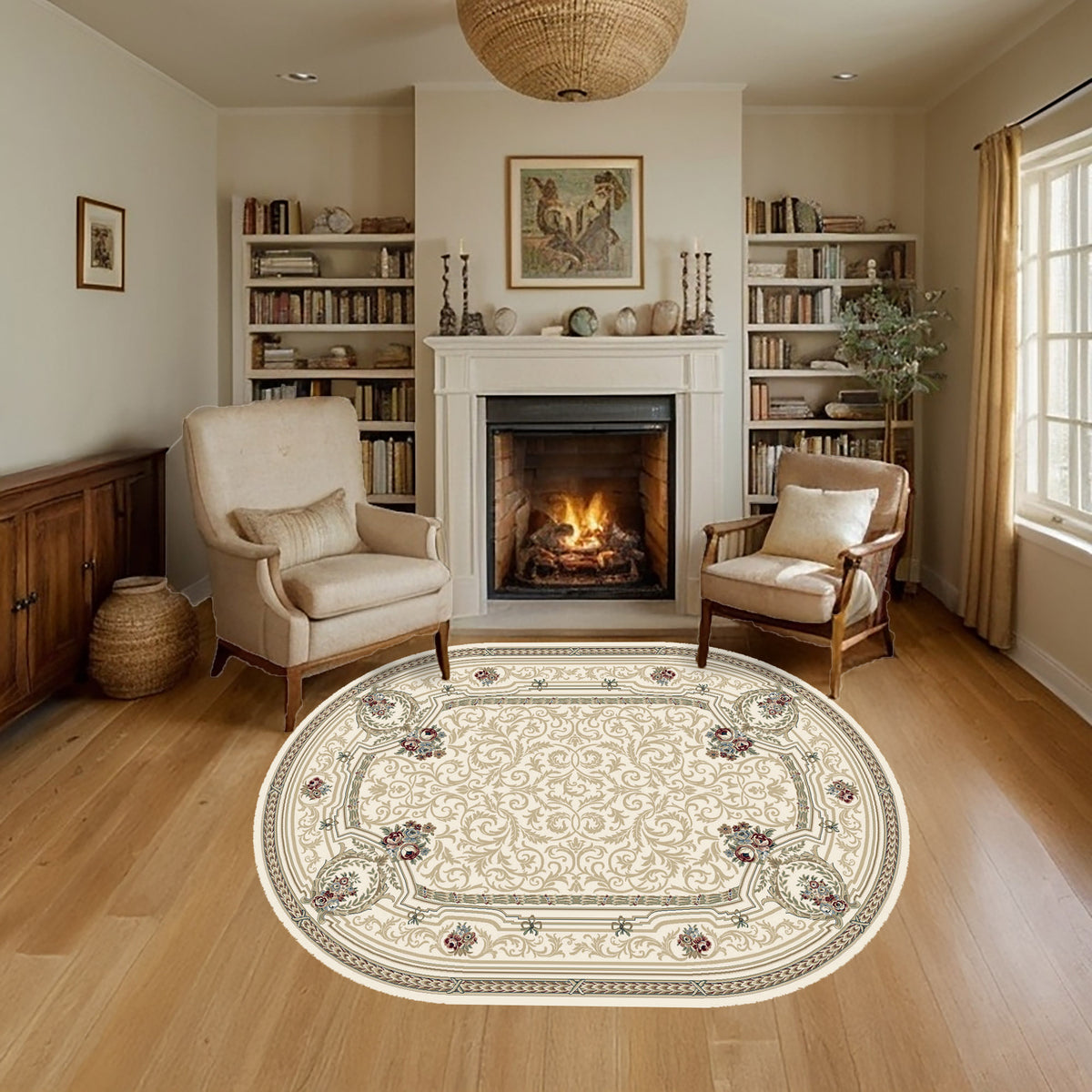Ancient Garden 57091-6464 Ivory Area Rug