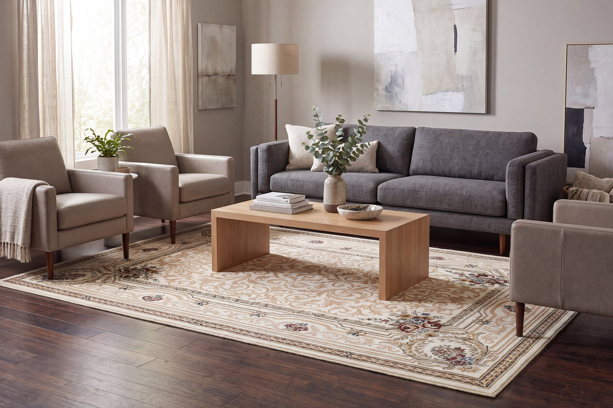 Ancient Garden 57091-6464 Ivory Area Rug