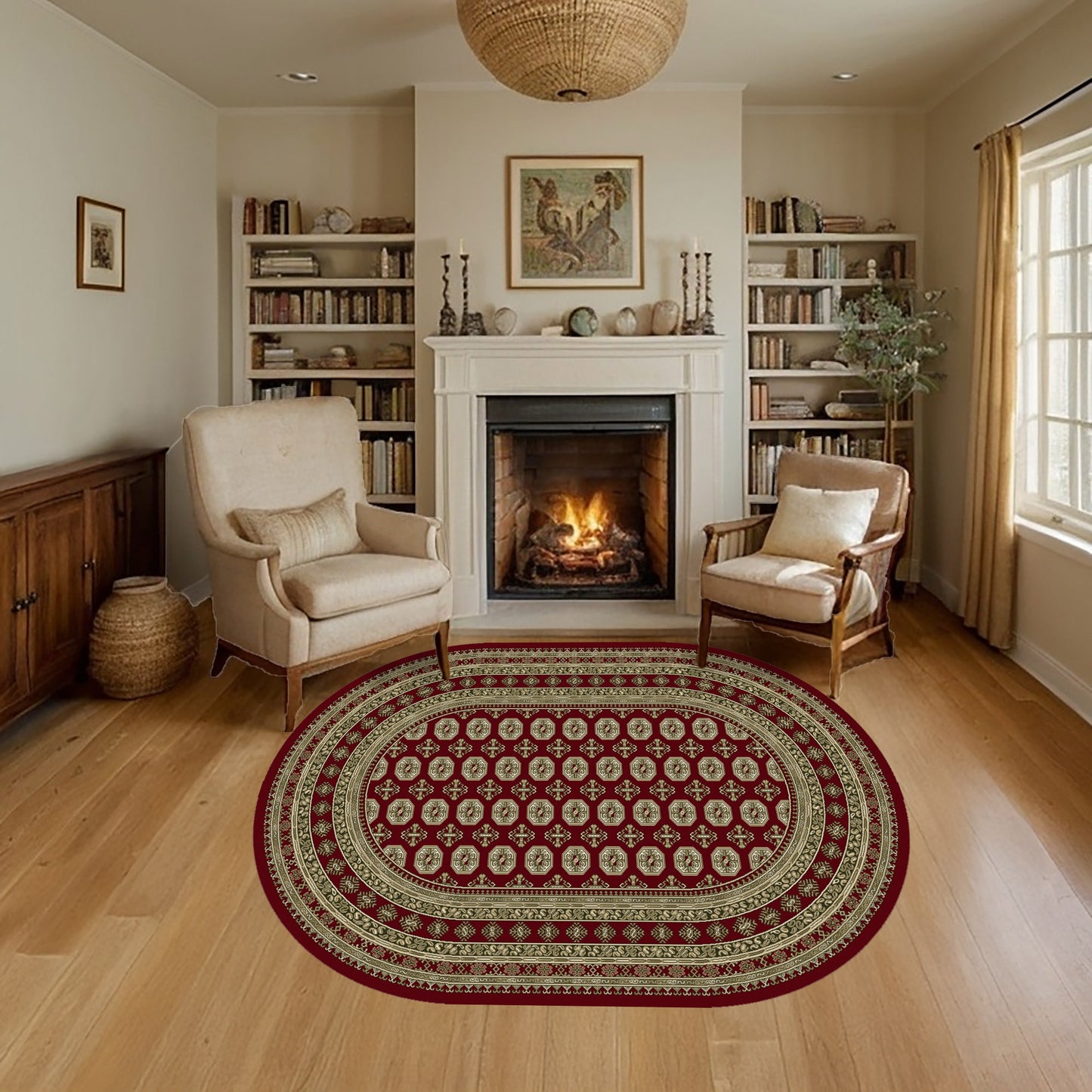 Ancient Garden 57102-1293 Red/Beige Area Rug