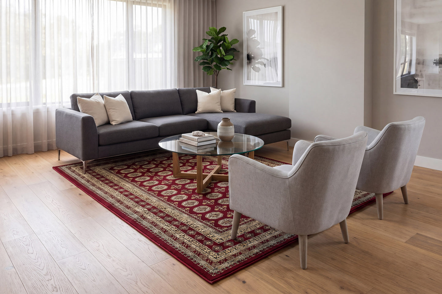 Ancient Garden 57102-1293 Red/Beige Area Rug