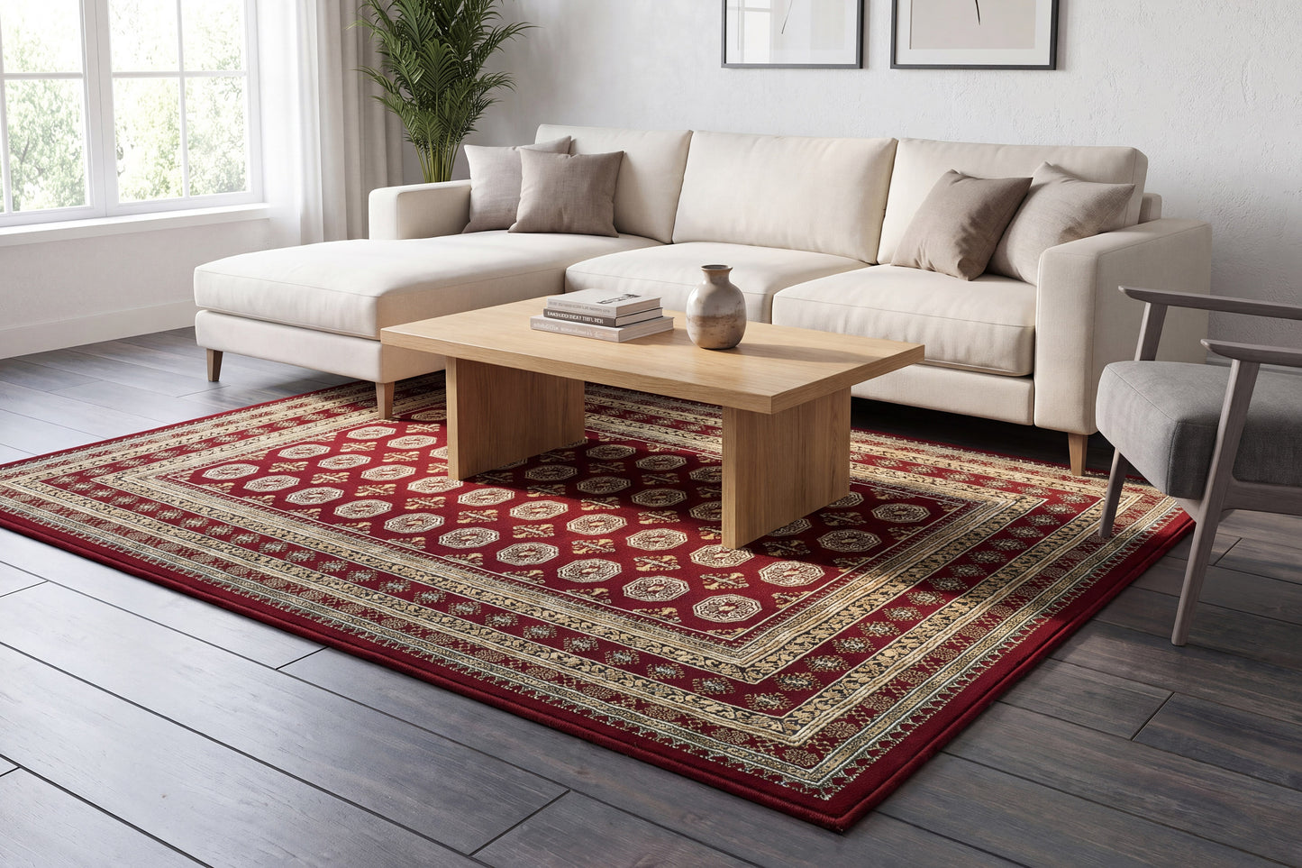 Ancient Garden 57102-1293 Red/Beige Area Rug