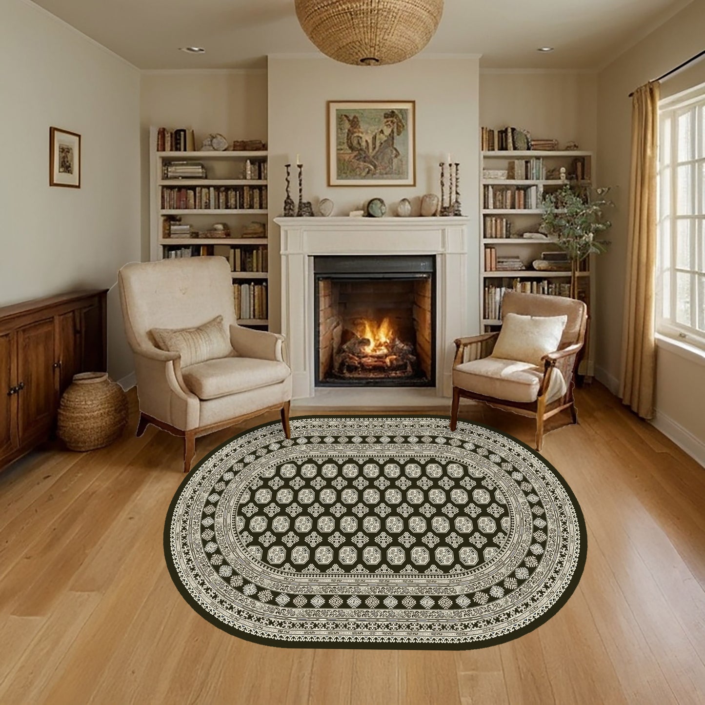 Ancient Garden 57102-3636 Charcoal/Silver Area Rug