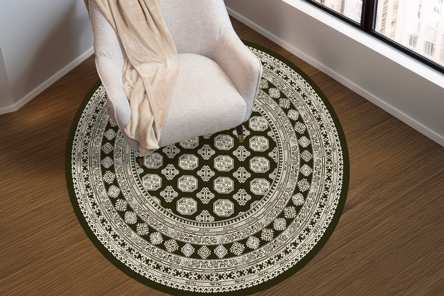 Ancient Garden 57102-3636 Charcoal/Silver Area Rug