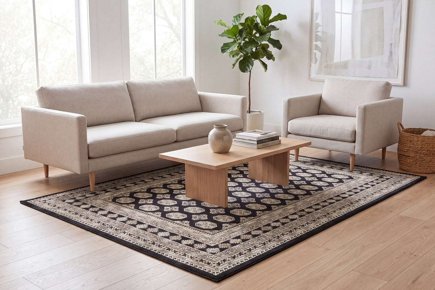 Ancient Garden 57102-3636 Charcoal/Silver Area Rug