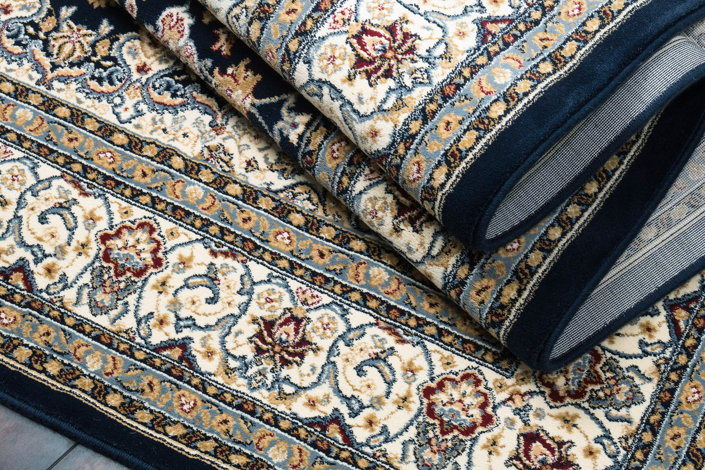 Ancient Garden 57119-3434 Blue/Ivory Area Rug