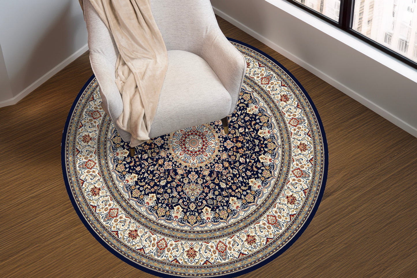 Ancient Garden 57119-3434 Blue/Ivory Area Rug