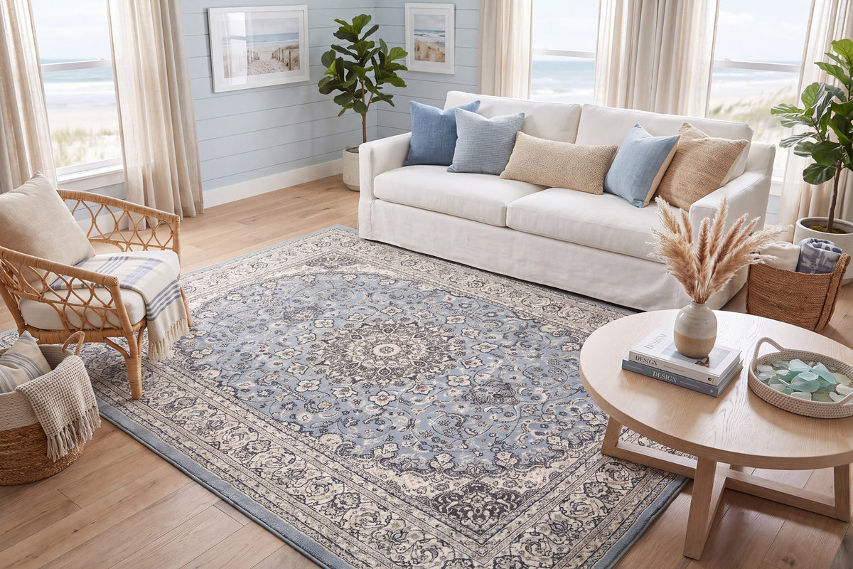 Ancient Garden 57119-4646 Steel Blue/Cream Area Rug