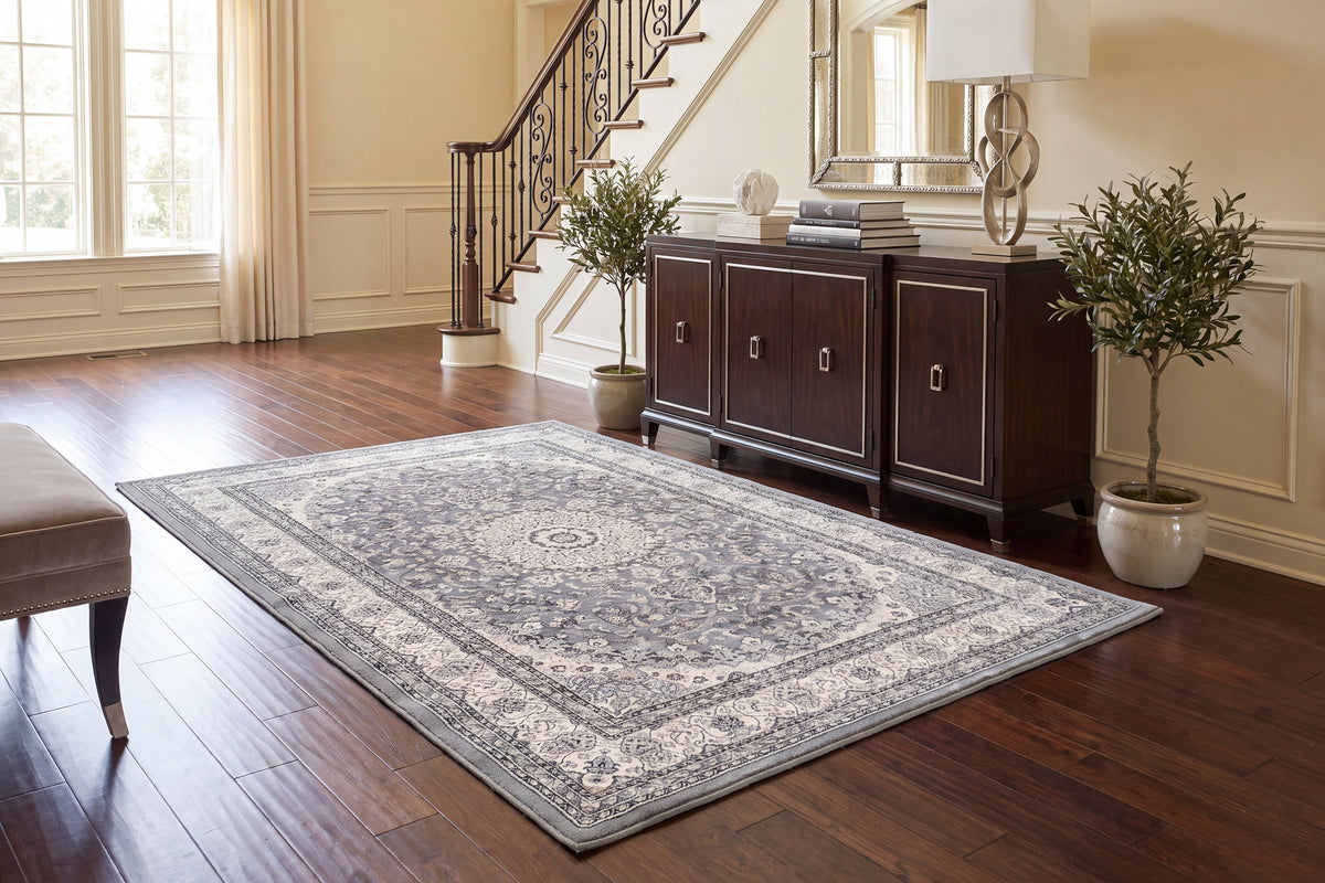 Ancient Garden 57119-5666 Grey/Cream Area Rug