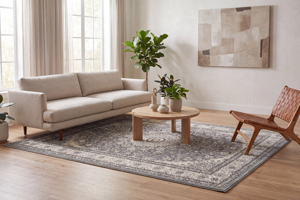 Ancient Garden 57119-5666 Grey/Cream Area Rug