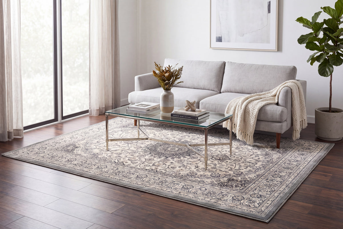 Ancient Garden 57119-6656 Cream/Grey Area Rug