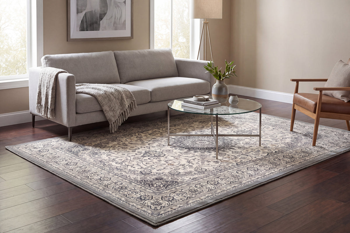 Ancient Garden 57119-6656 Cream/Grey Area Rug