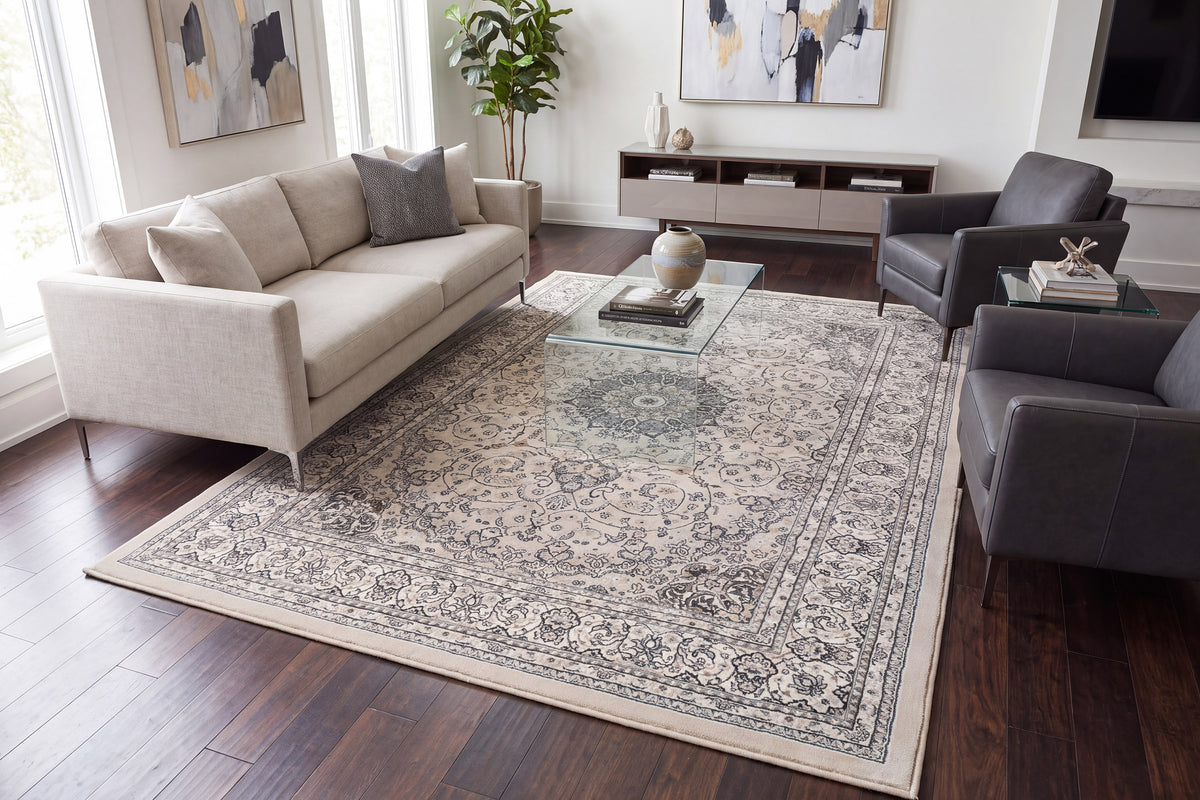 Ancient Garden 57119-9666 Soft Grey/Cream Area Rug