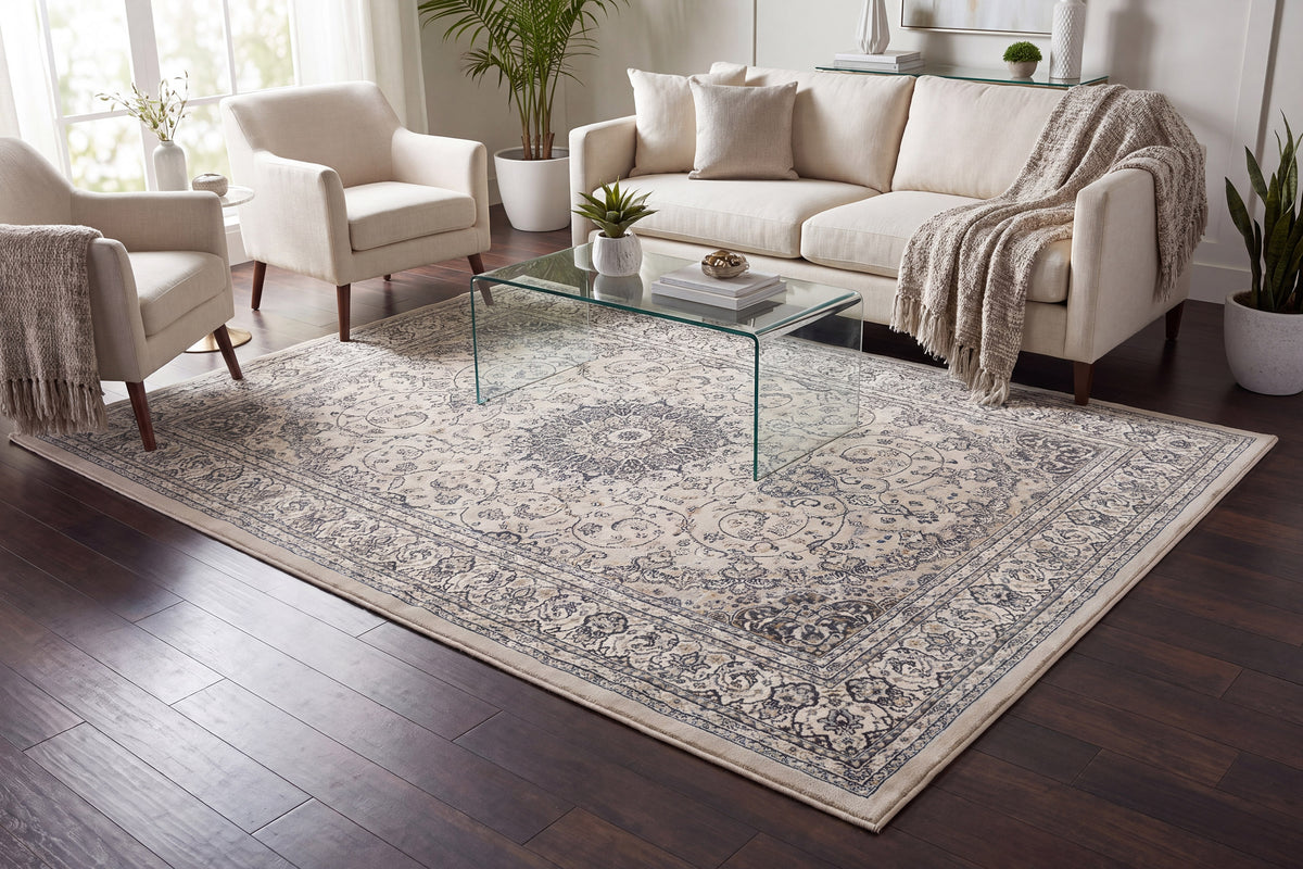 Ancient Garden 57119-9666 Soft Grey/Cream Area Rug