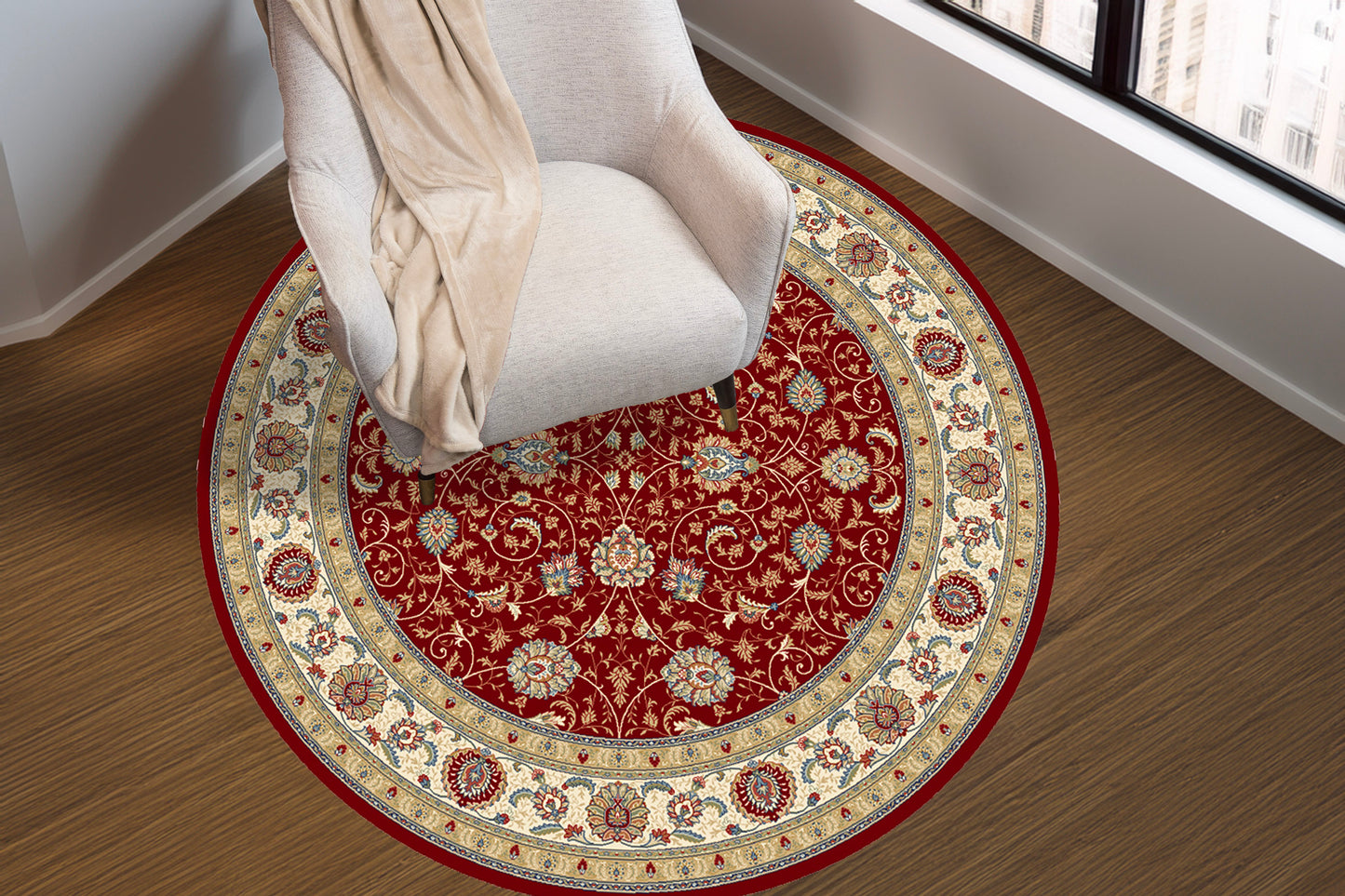 Ancient Garden 57120-1464 Red/Ivory Area Rug