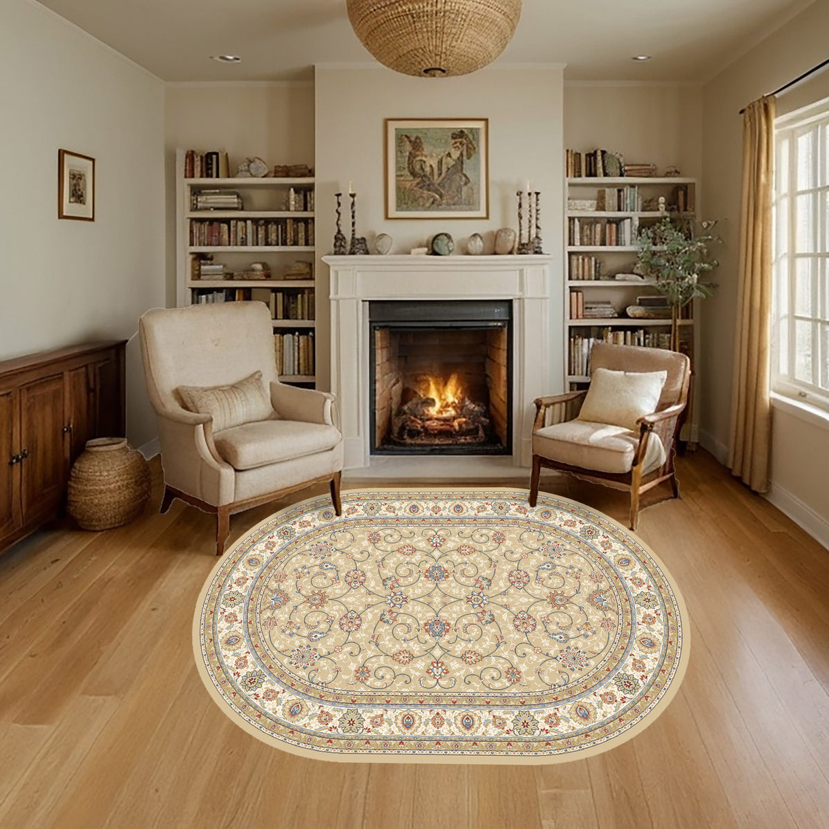 Ancient Garden 57120-2464 Light Gold/Ivory Area Rug