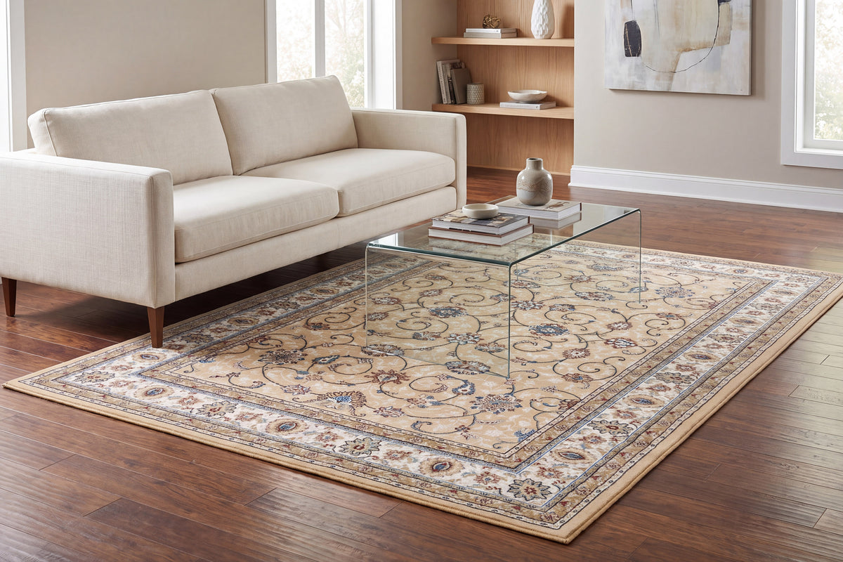 Ancient Garden 57120-2464 Light Gold/Ivory Area Rug