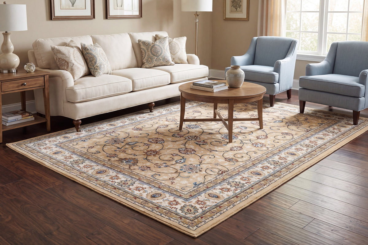 Ancient Garden 57120-2464 Light Gold/Ivory Area Rug