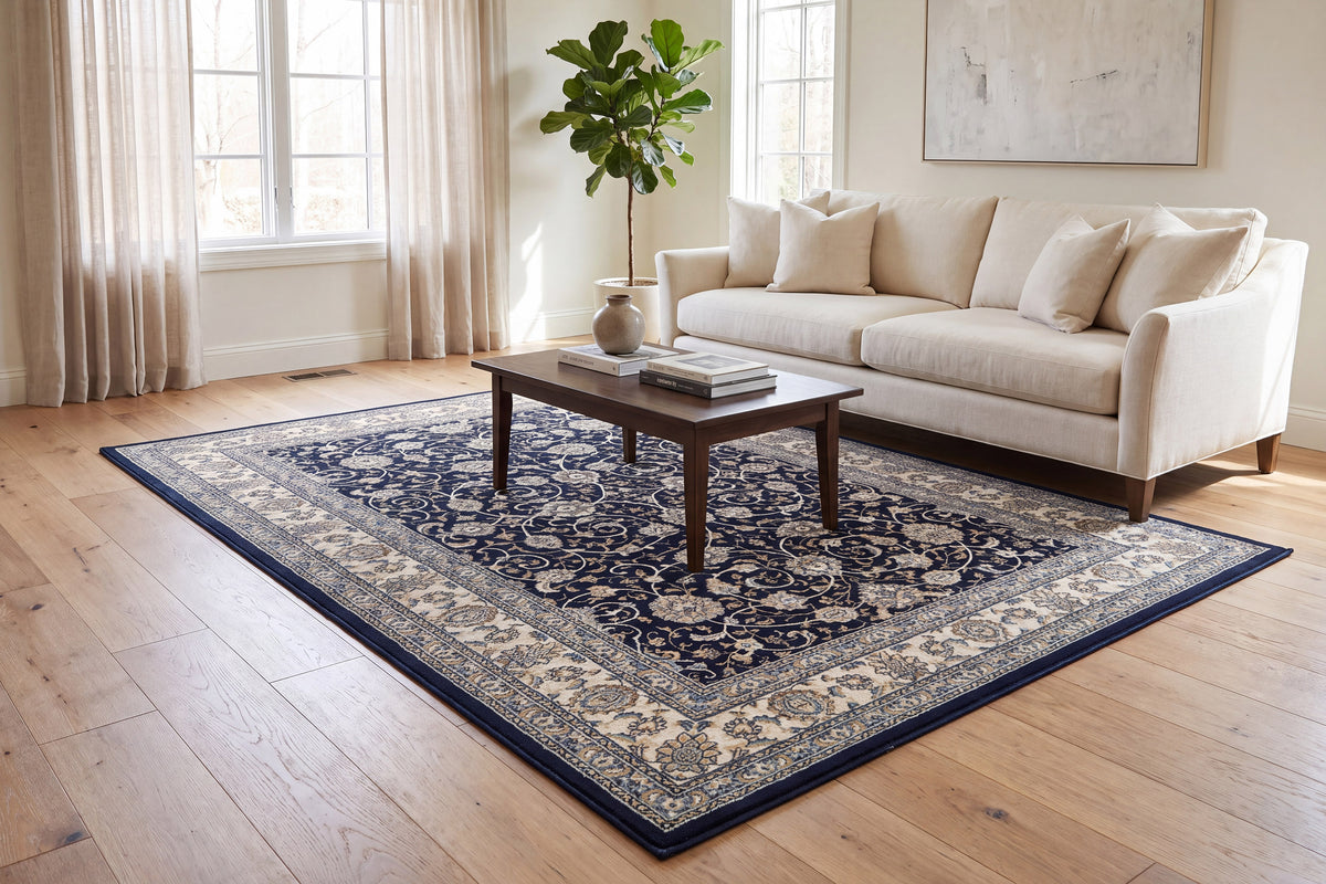 Ancient Garden 57120-3464 Blue/Ivory Area Rug