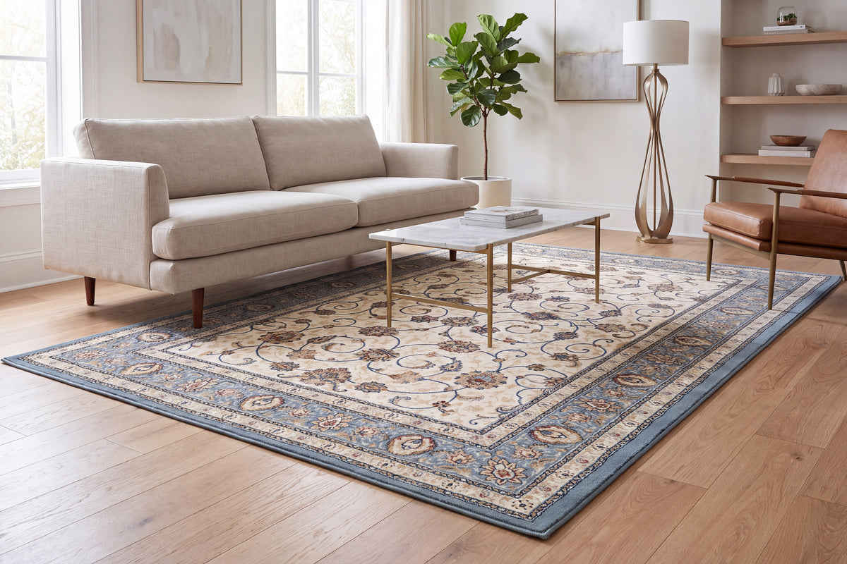 Ancient Garden 57120-6454 Ivory/Light Blue Area Rug